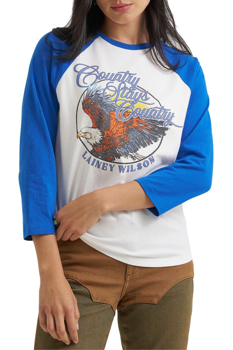 x Lainey Wilson Eagle Graphic Raglan Tee, Main, color, WHITE