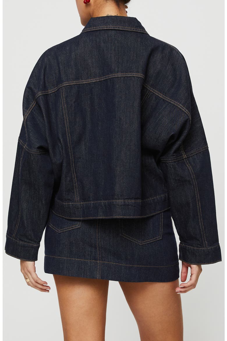 Hughes Boxy Crop Denim Jacket, Alternate, color, DARK BLUE