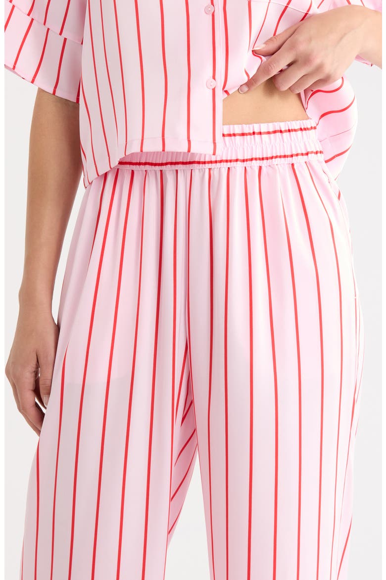 Boxy Everyday Satin Pajamas, Alternate, color, PINK- RED ALTO STRIPE