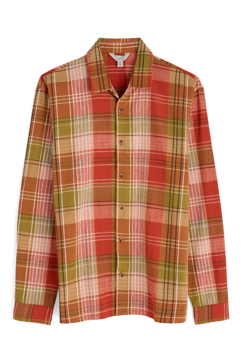 Penmere Plaid Organic Cotton Button-Up Shirt, Main, color, TANGERINE MULTI