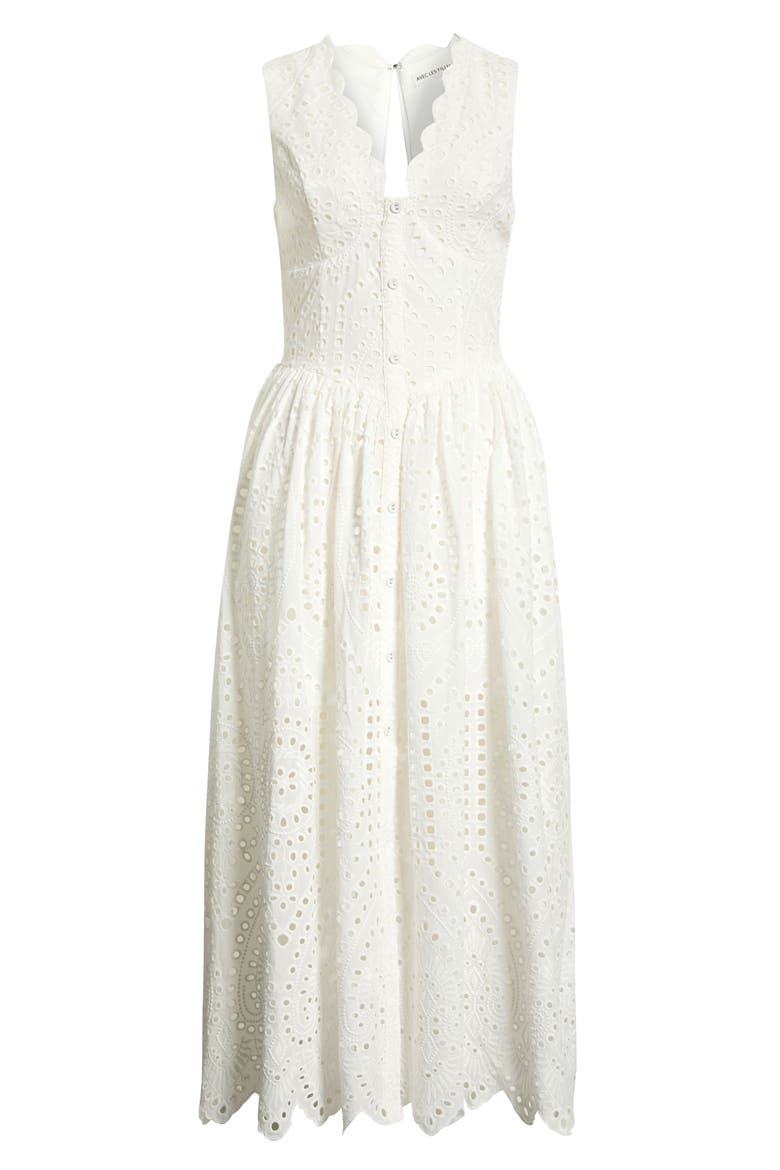 Broderie Anglaise Cotton Midi Dress, Alternate, color, WHITE