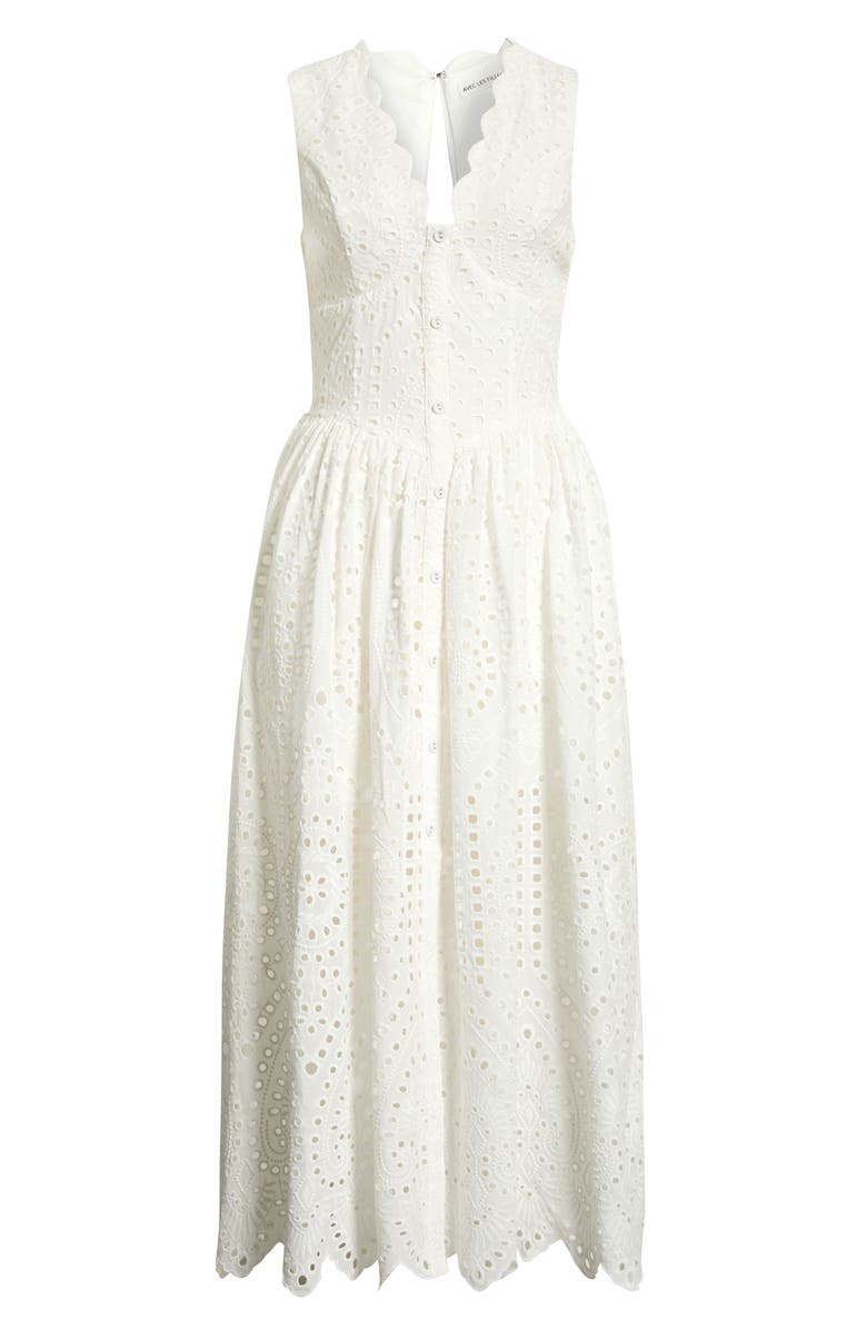 Avec Les Filles Scallop Neck Cotton Eyelet Midi Dress, Alternate, color, White