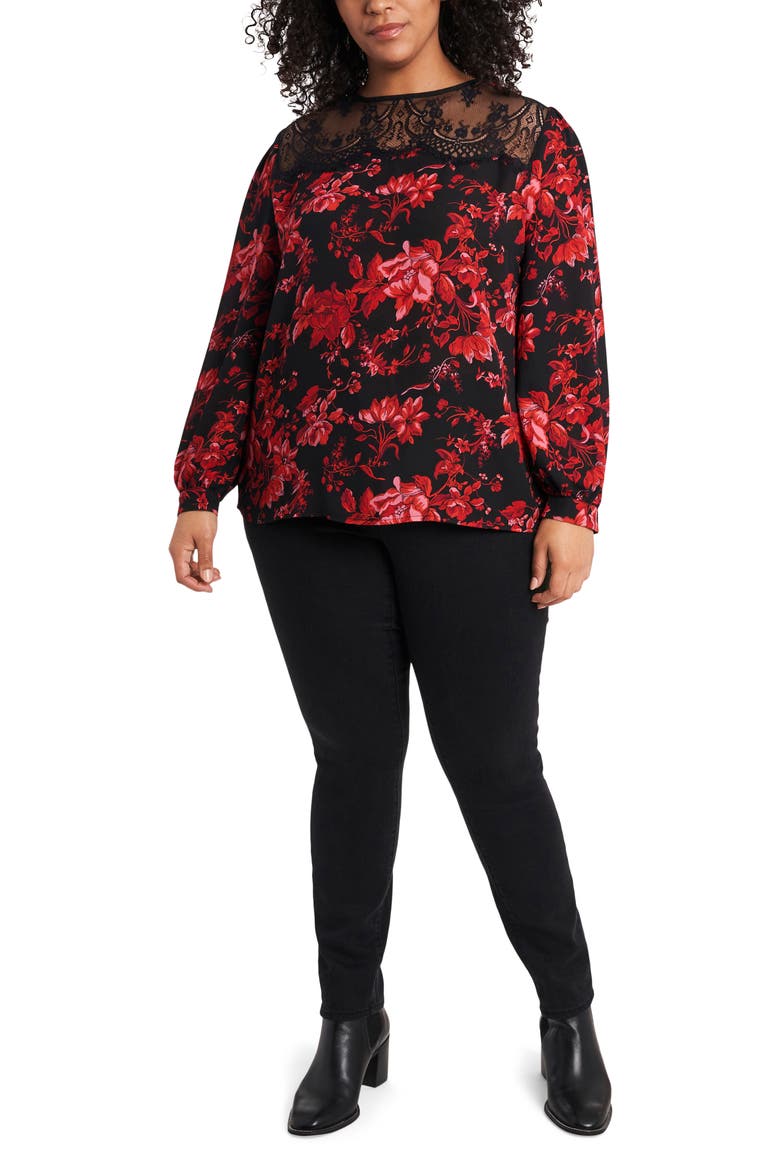 Lace Yoke Top, Alternate, color, RICH BLACK