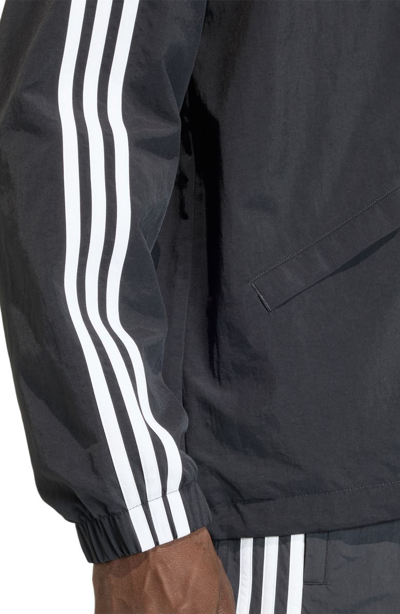 adidas 3-Stripes Snap-Up Nylon Jacket, Alternate, color, Black