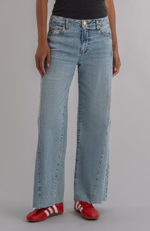 Meg High Waist Raw Hem Wide Leg Jeans (Imagination)