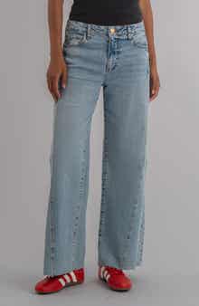 Meg High Waist Raw Hem Wide Leg Jeans