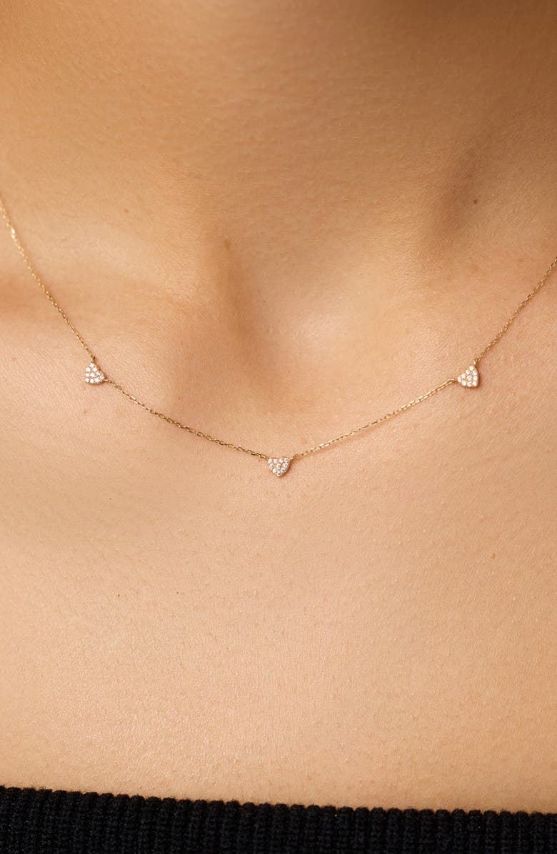 Ana Luisa Gold Heart Necklace - Diamond Heart Station Necklace, Alternate, color, 