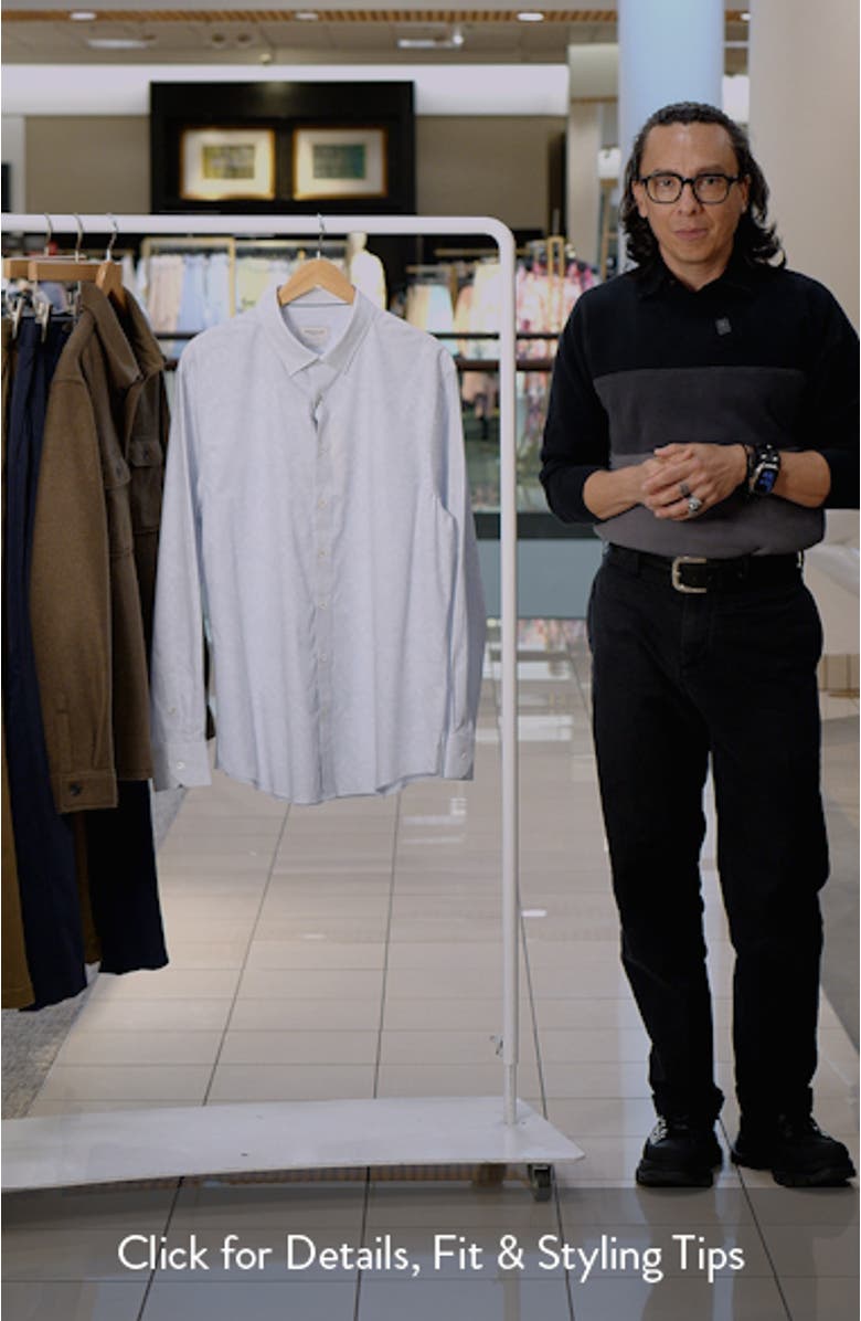 Karl Shaped Fit Mini Check Stretch Cotton Button-Up Shirt, sales video thumbnail