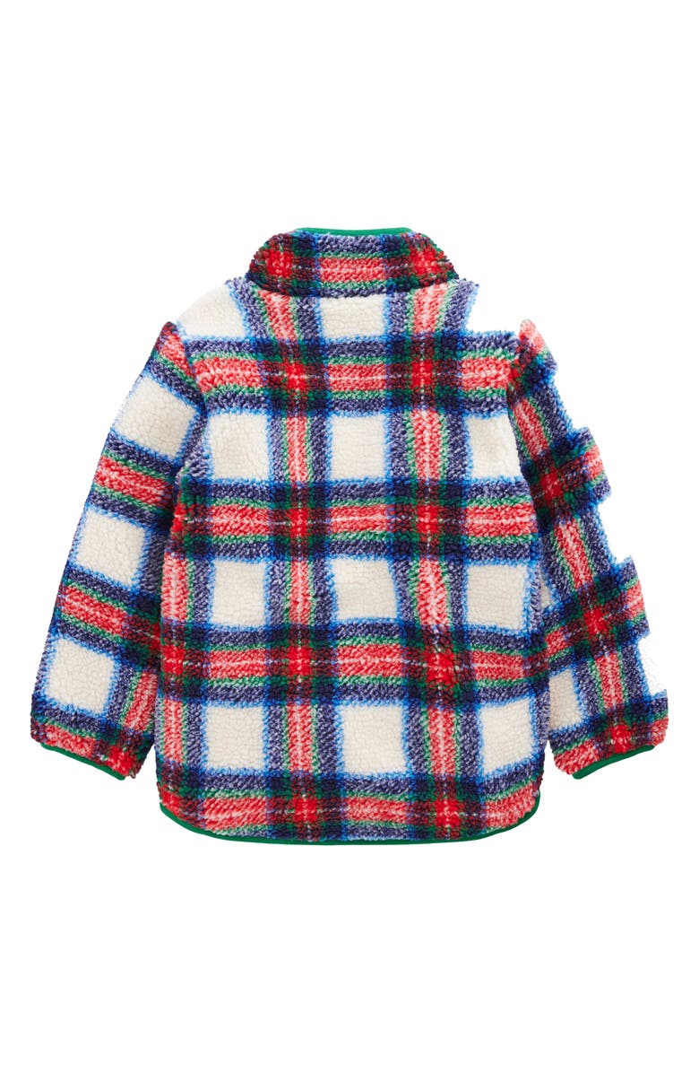 Mini Boden Kids' Cozy Fleece Jacket, Alternate, color, Ivory Blue And Red Check
