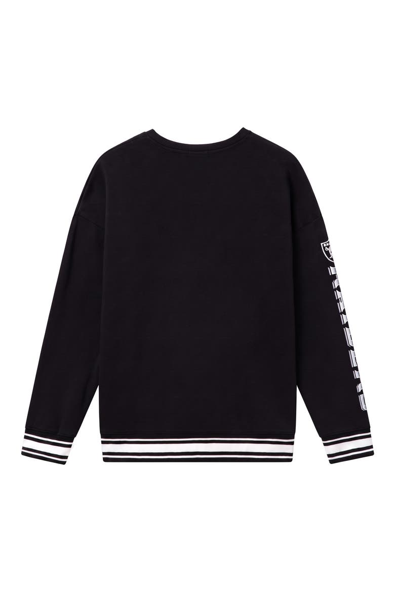 Las Vegas Raiders Striped Rib Fleece Sweatshirt, Alternate, color, TRUE BLACK