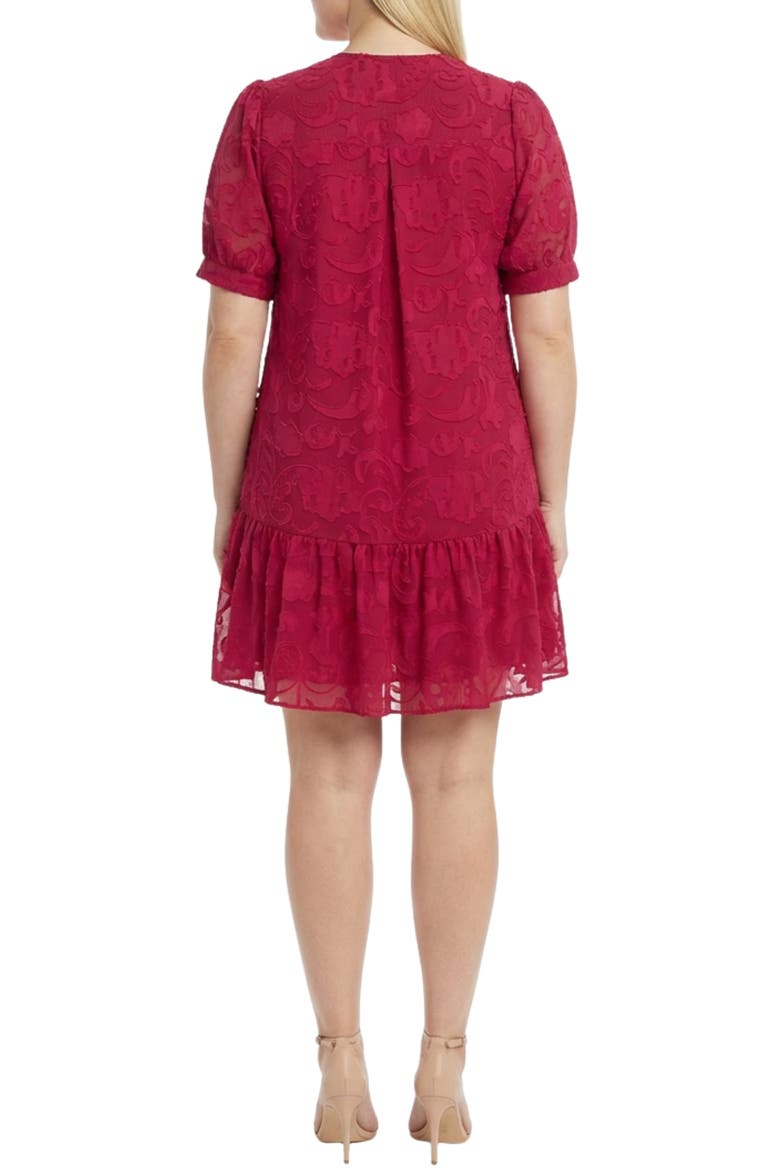 Zip Front Short Sleeve Burnout Shift Dress, Alternate, color, CERISE