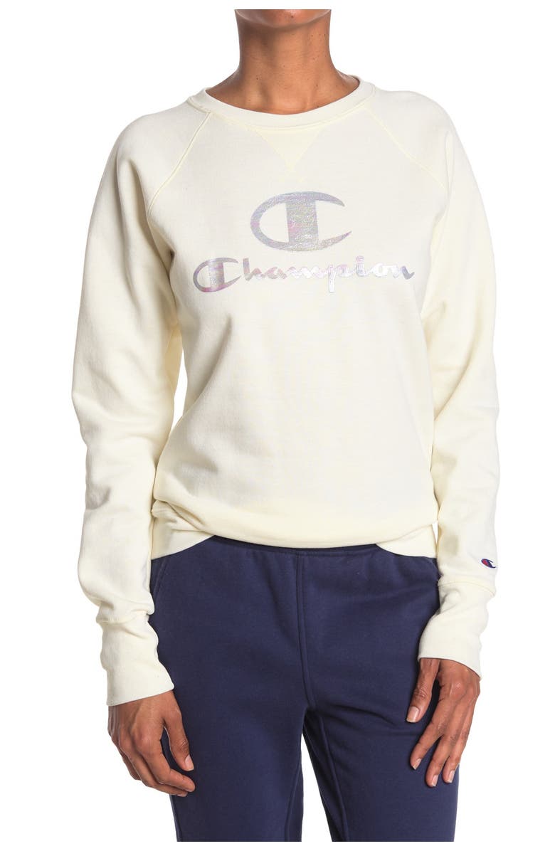 Champion Powerblend Logo Raglan Sweatshirt, Main, color,