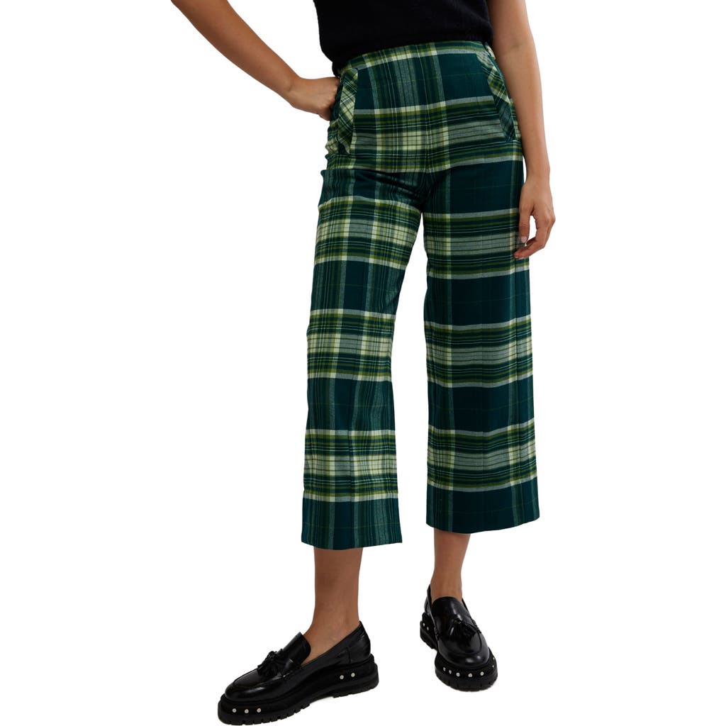Free People Acadia Plaid Crop Pants In Multi