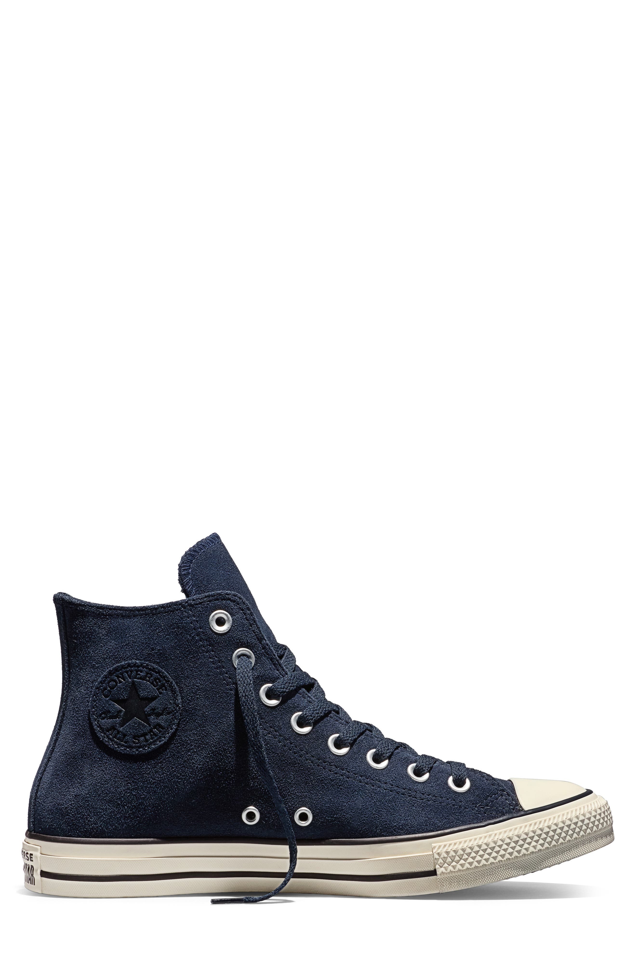 Chuck Taylor All Star Suede High Top Sneaker, Alternate, color, OBSIDIAN/ EGRET/ BLACK