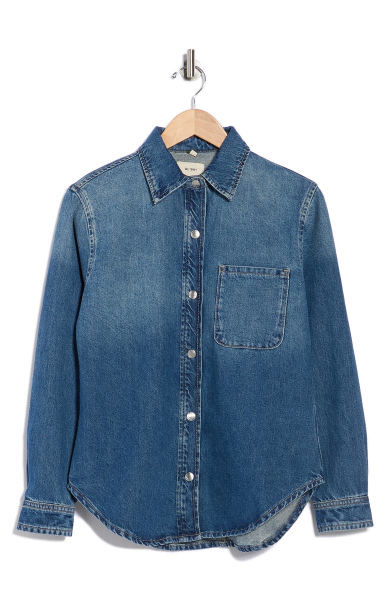 DL1961 Ines Denim Button-Up Shirt, Alternate, color, Seagate