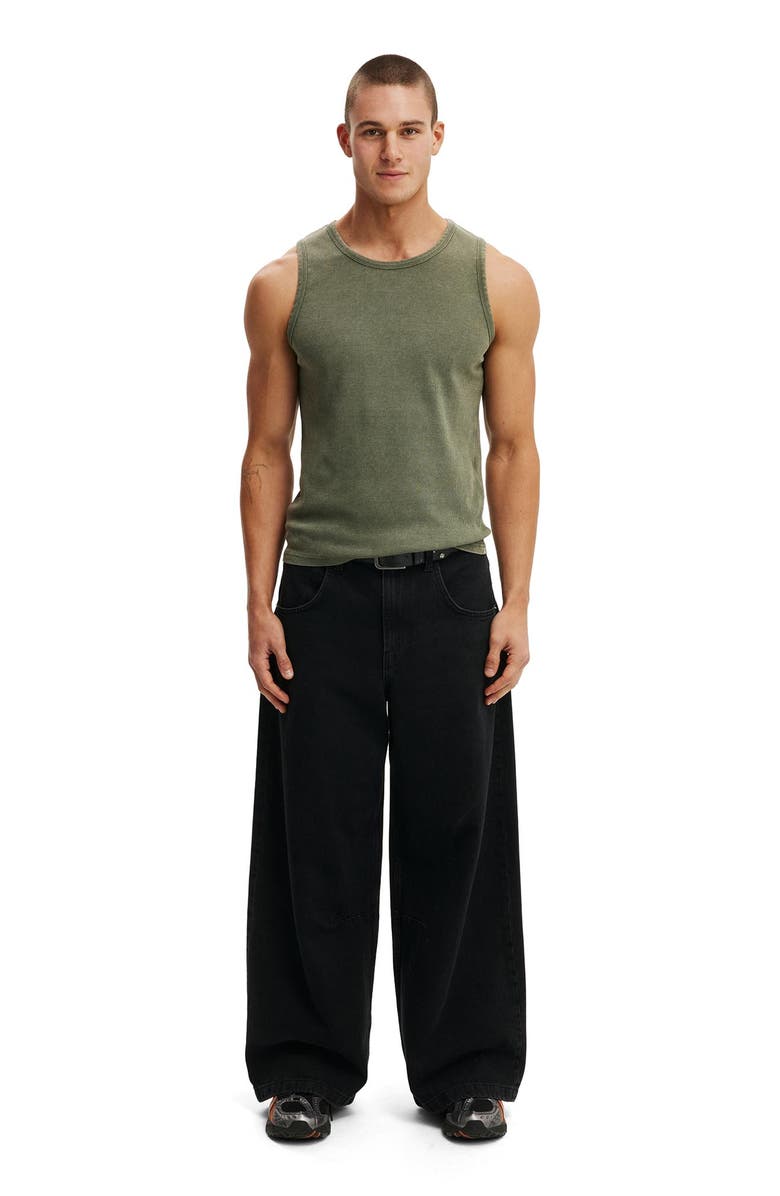 Cotton On Men's Rib Tank, Alternate, color, Military Wash