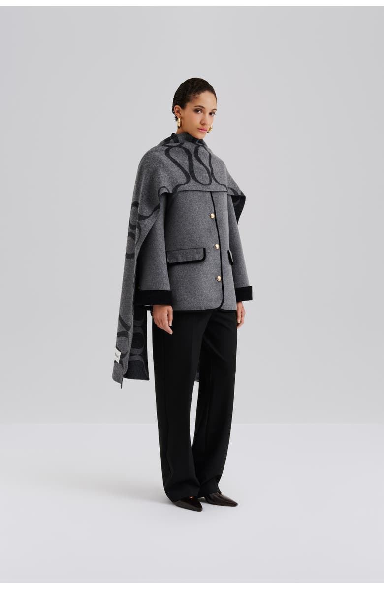 Malina Monogram Wool Blend Scarf, Alternate, color, Grey