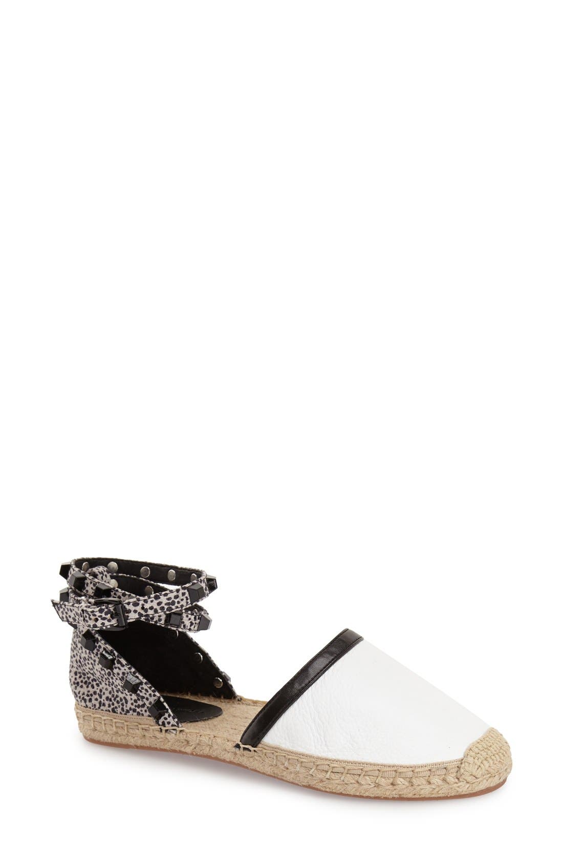 'Gilles' Espadrille Flat, Main, color, WHITE/SPOTTED CAVIAR