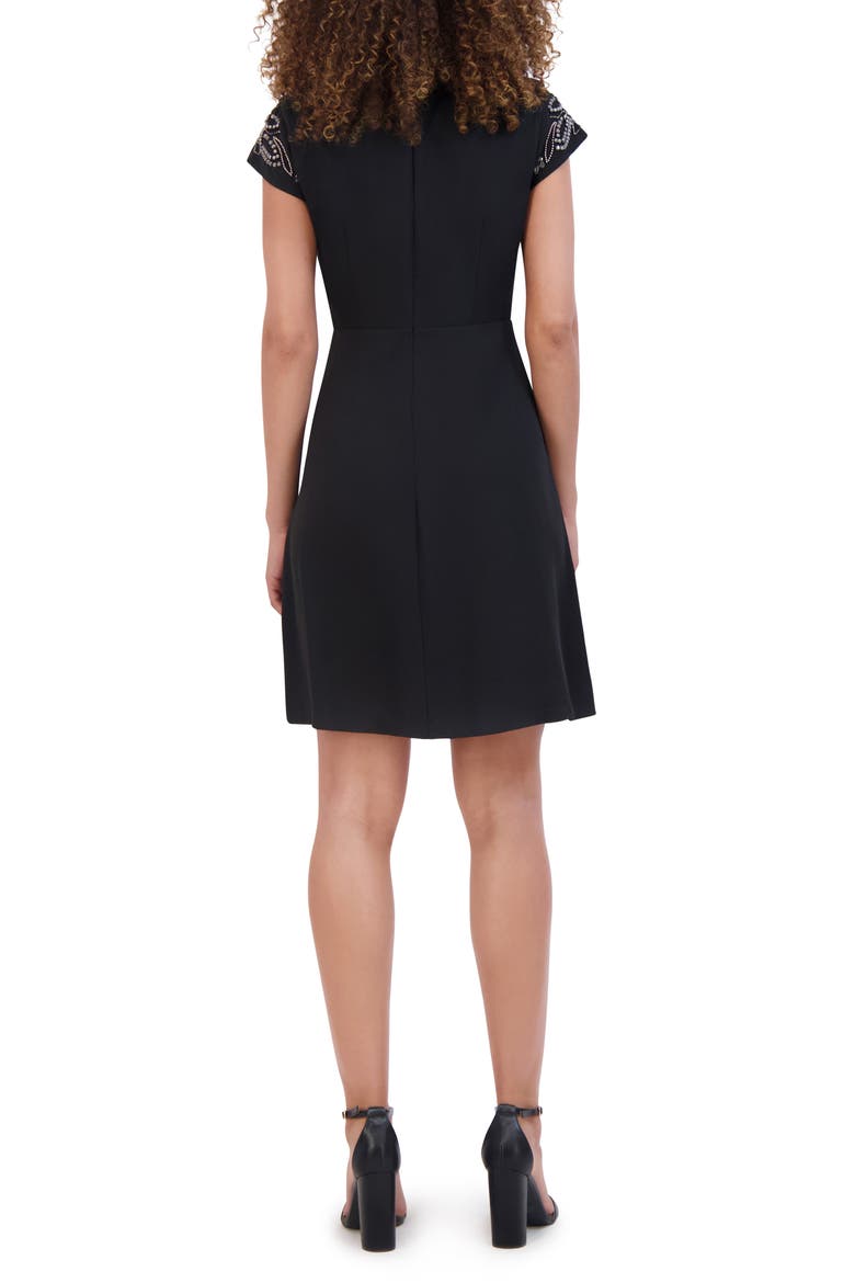 Embellished A-Line Minidress, Alternate, color, BLACK