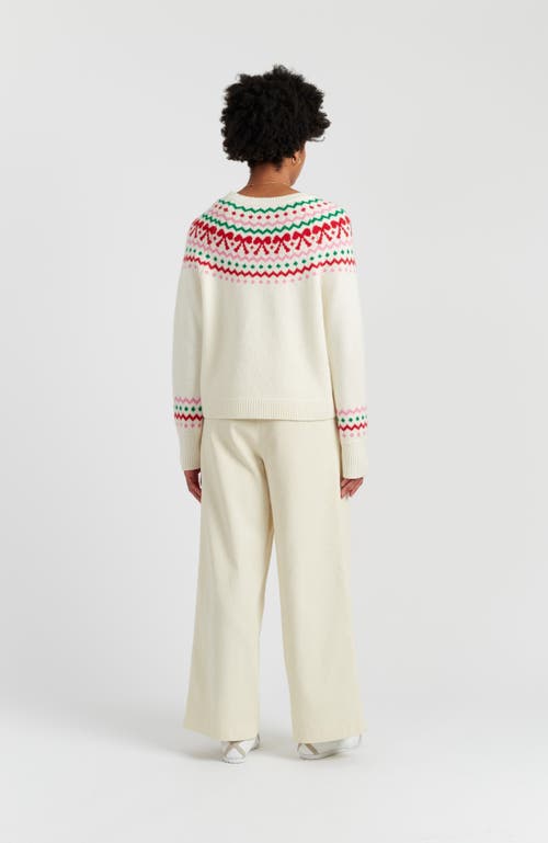 Chinti & Parker Wool-cashmere Bow Fairisle Sweater In Gold