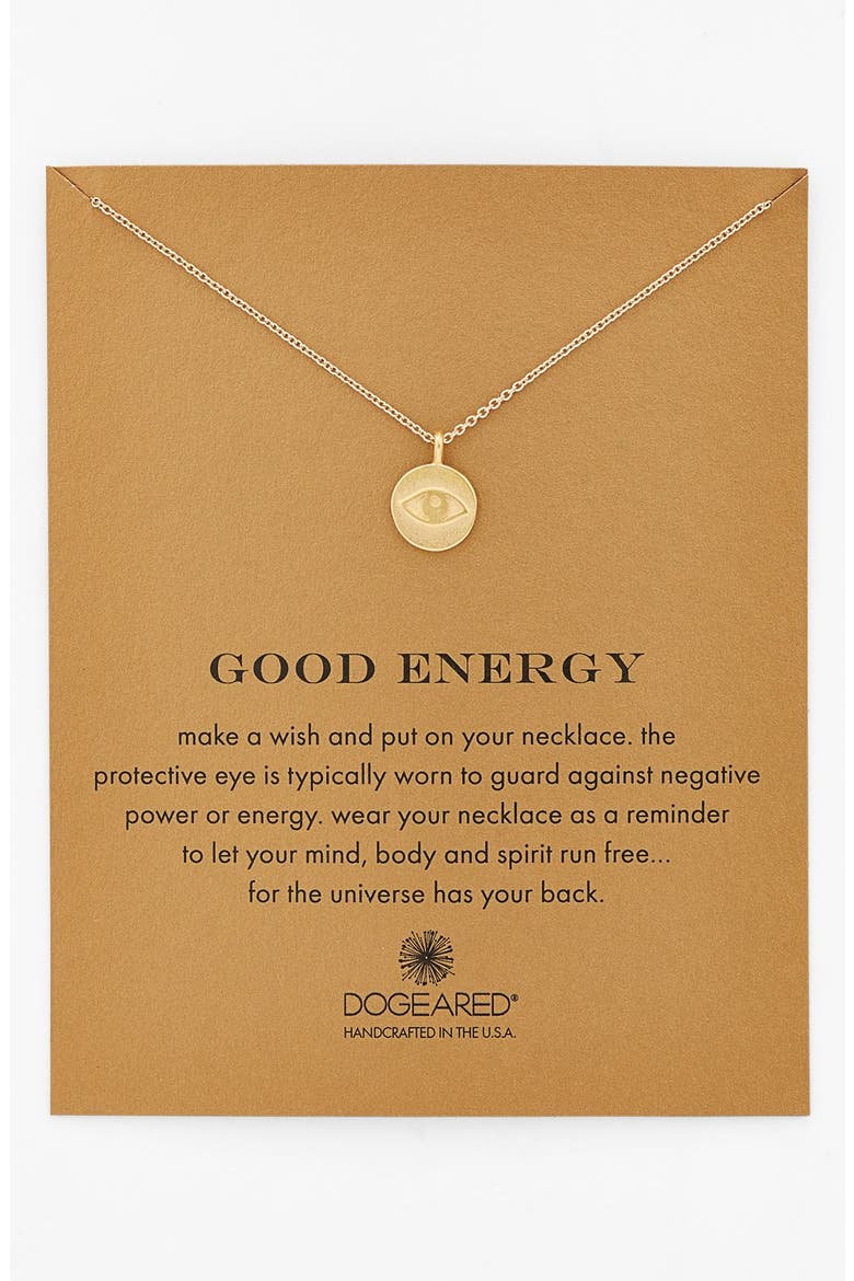 'Reminder - Good Energy' Boxed Pendant Necklace, Main, color, GOLD