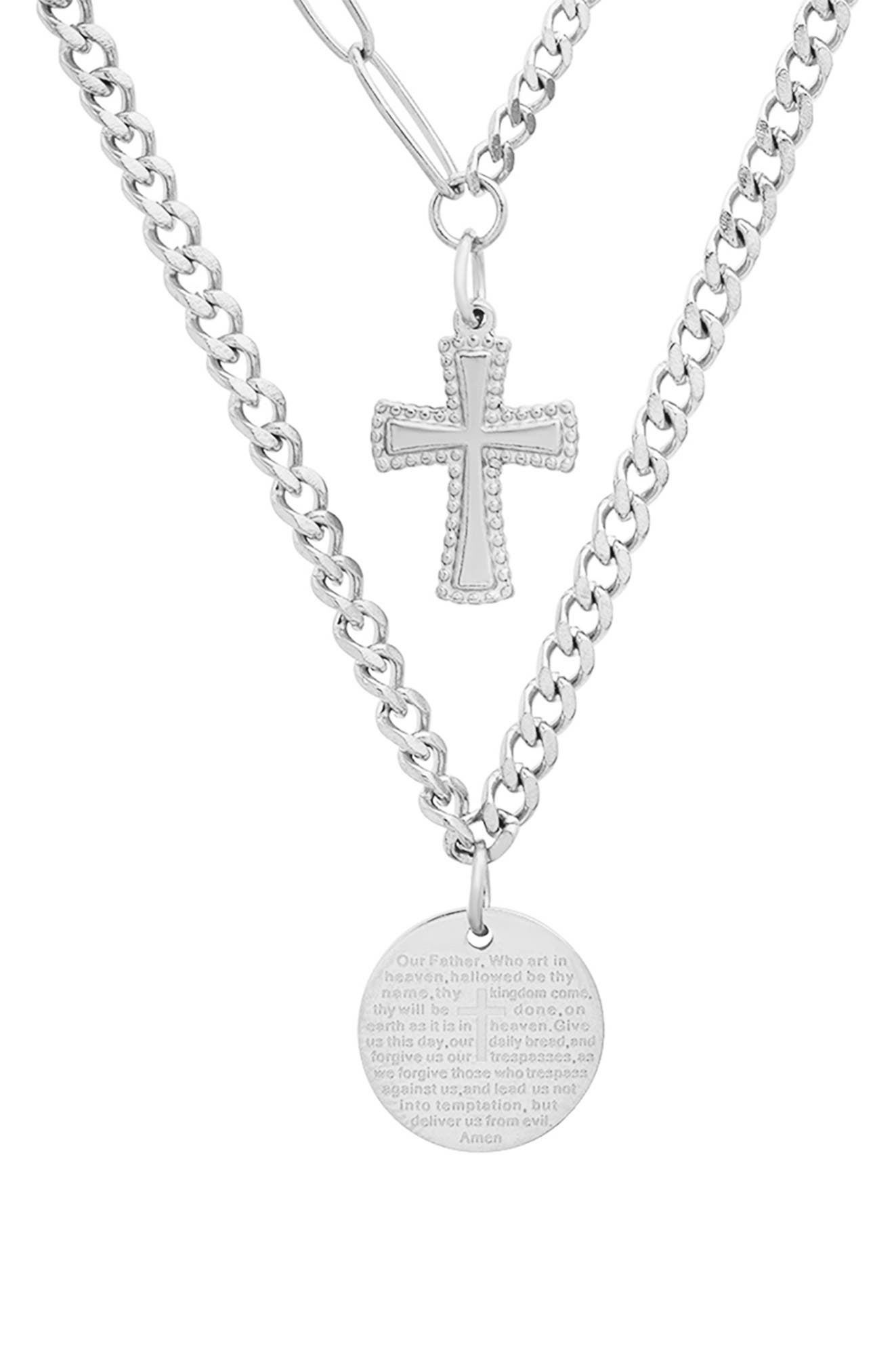 STEELTIME HMY JEWELRY Stainless Steel Layered Pendant Necklace