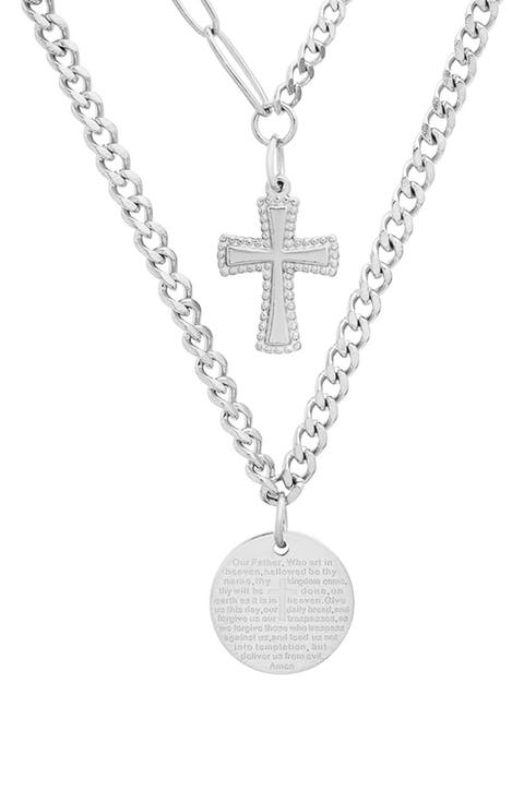 HMY JEWELRY Stainless Steel Layered Pendant Necklace