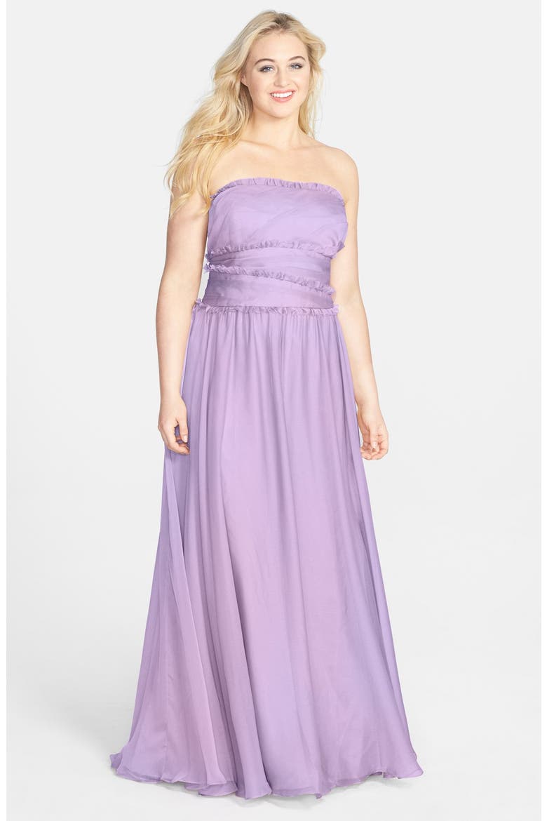 ML Monique Lhuillier Bridesmaids Strapless Chiffon Gown (Nordstrom Exclusive), Alternate, color, LILAC