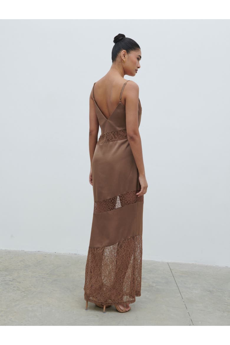 Monique Lace Inserted Slip Dress, Alternate, color, Stone