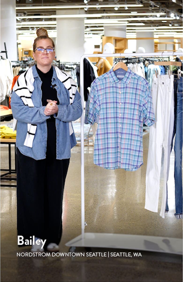 Sky Ripple Check Short Sleeve Button-Up Shirt, sales video thumbnail