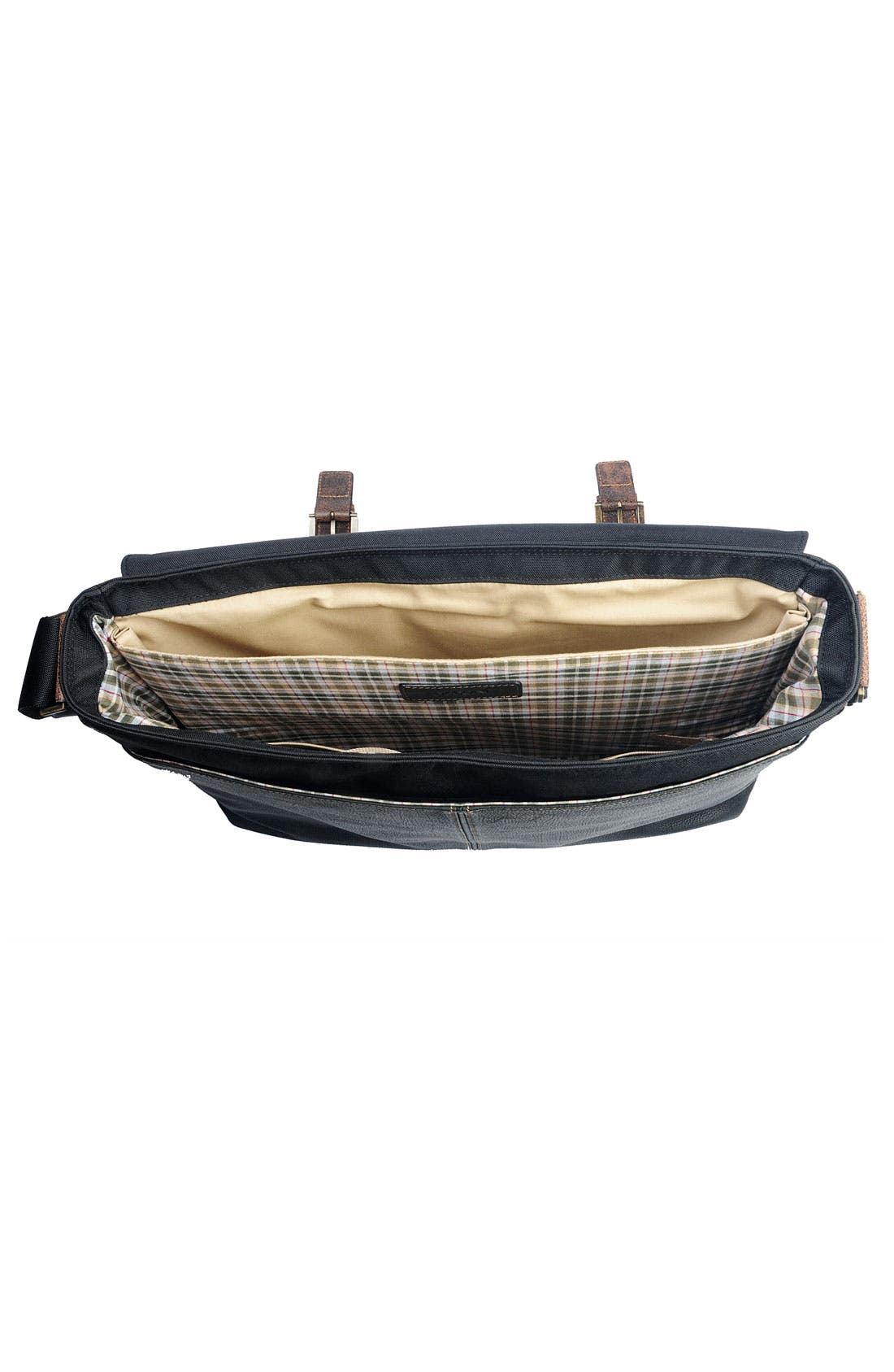 Double Buckle Messenger Bag, Alternate, color, BLACK