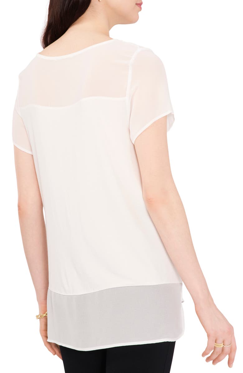 Chaus Mixed Media Blouse, Alternate, color, White