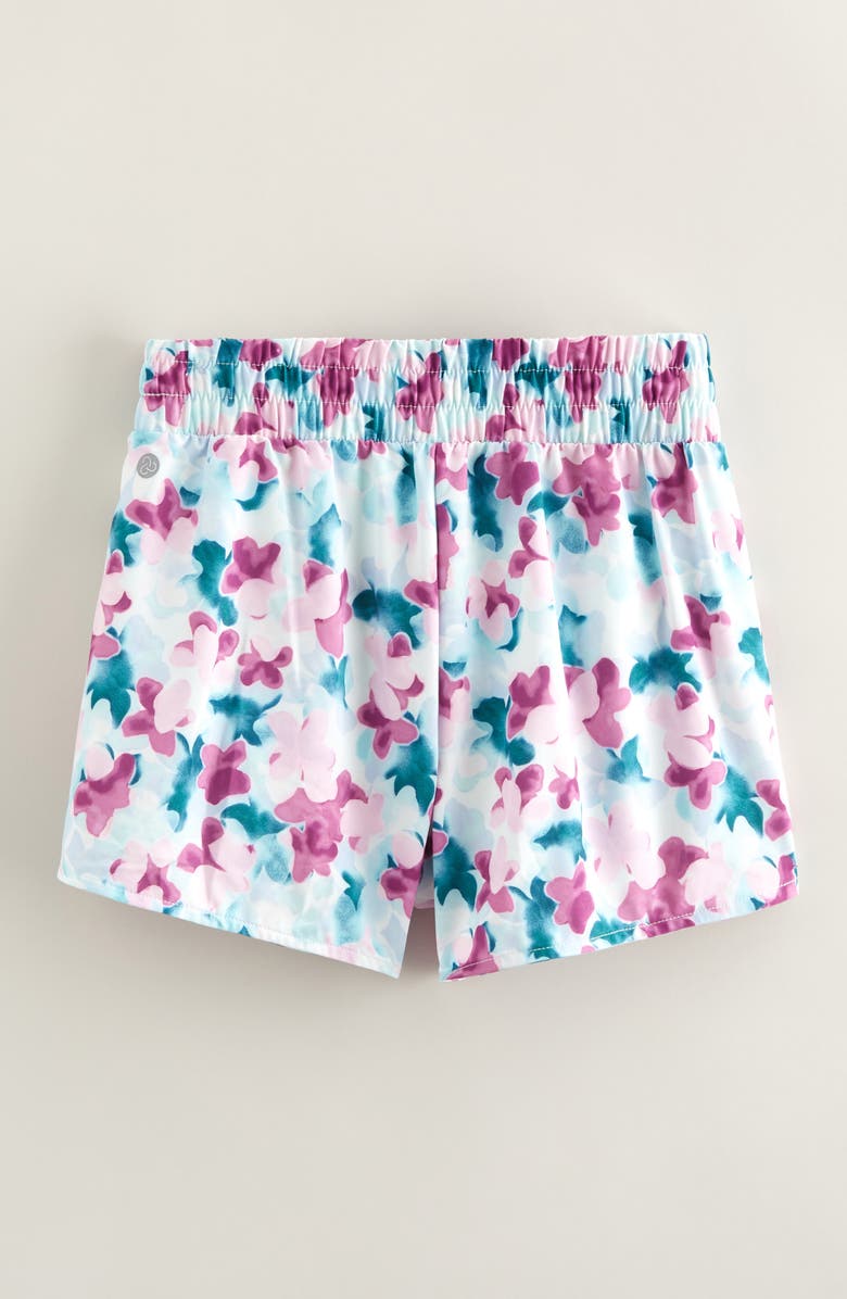 Zella Girl Kids' On Your Mark Shorts, Alternate, color, Purple Sugar Daisy Clouds