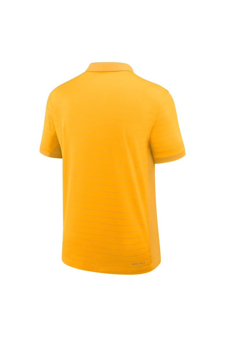 Men's Nike Gold West Virginia Mountaineers 2025 Early Season Coaches Sideline Victory Stripe Performance Polo, Alternate, color, Gold