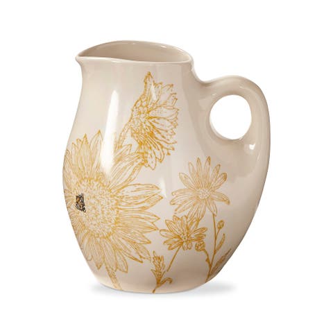 Let It Bee Small Ceramic Beverage Pitcher Multicolor Spring