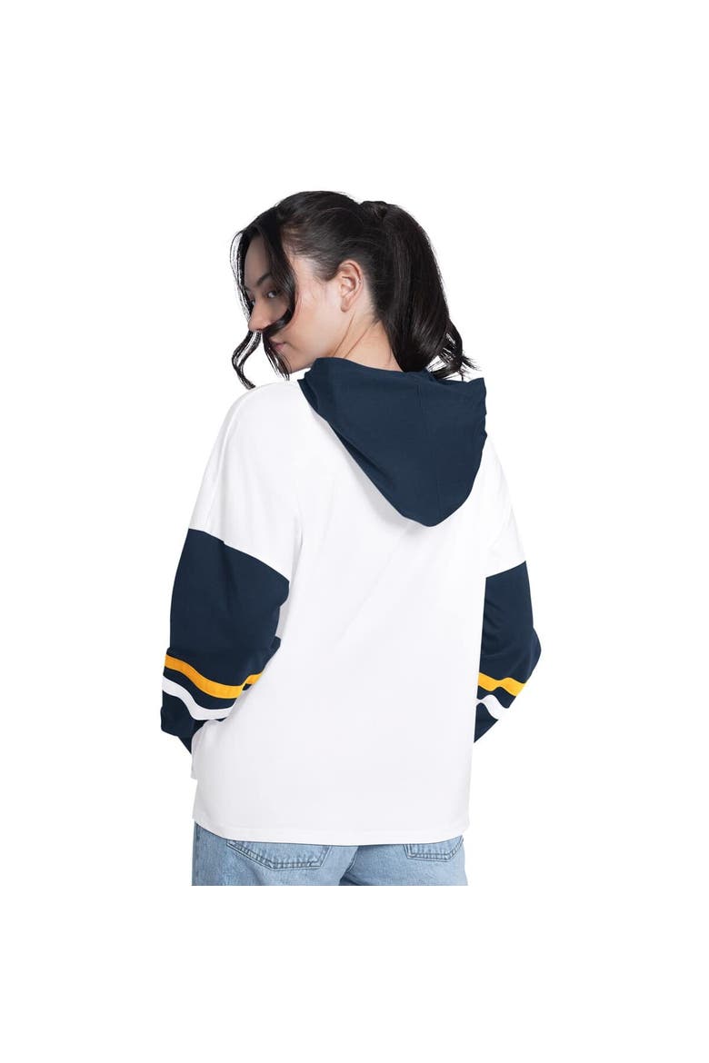 Women's G-III 4Her by Carl Banks  White/Navy Indiana Pacers Key Player Oversized Hooded Long Sleeve T-Shirt, Alternate, color, White