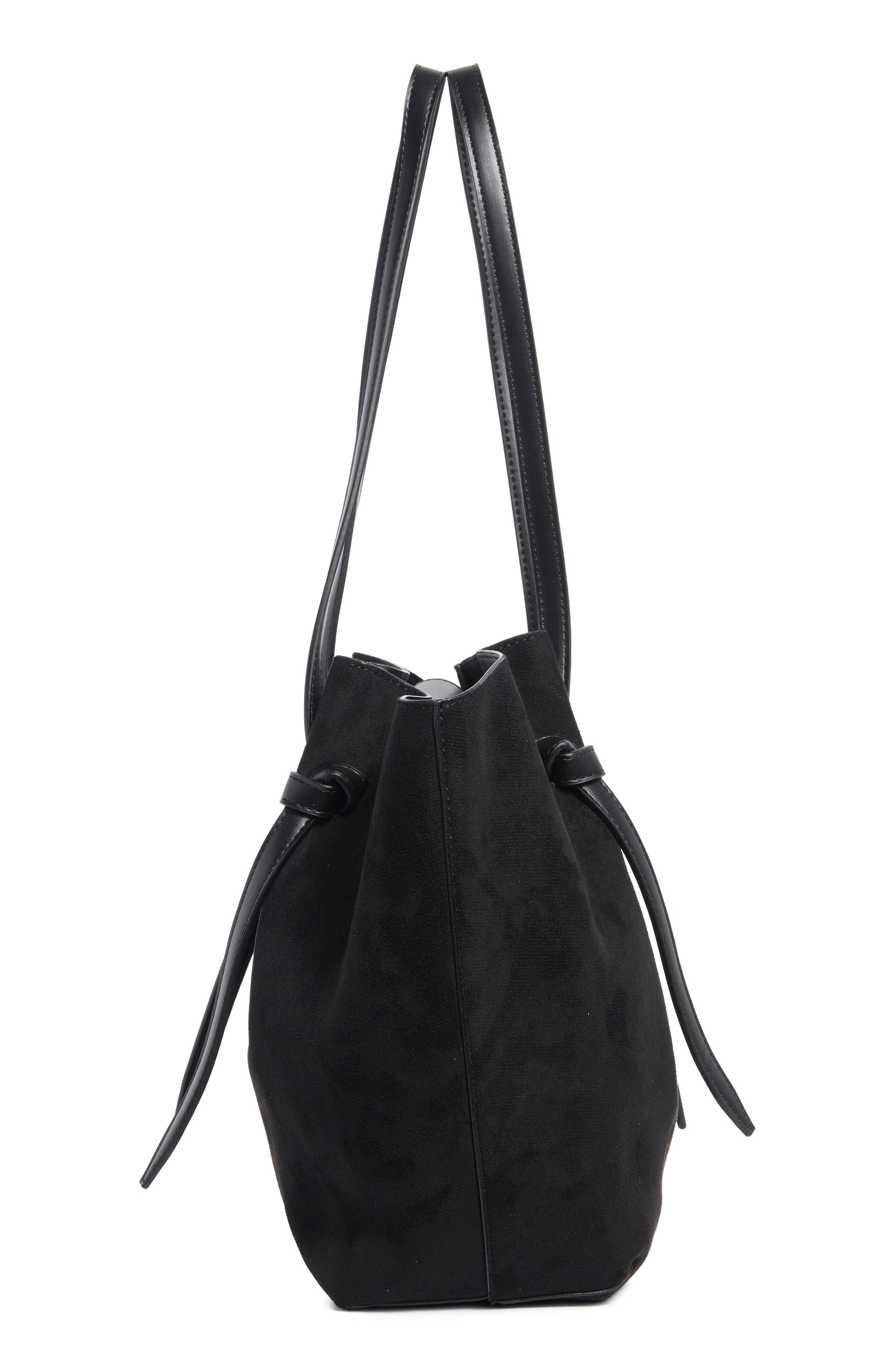 URBAN EXPRESSIONS HANDBAGS Faux Suede Tote, Alternate, color, Black