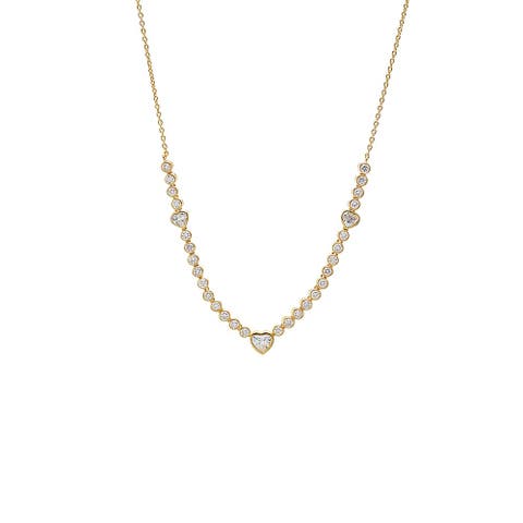 Lab Grown Diamond Bezel Heart Center Tennis Necklace