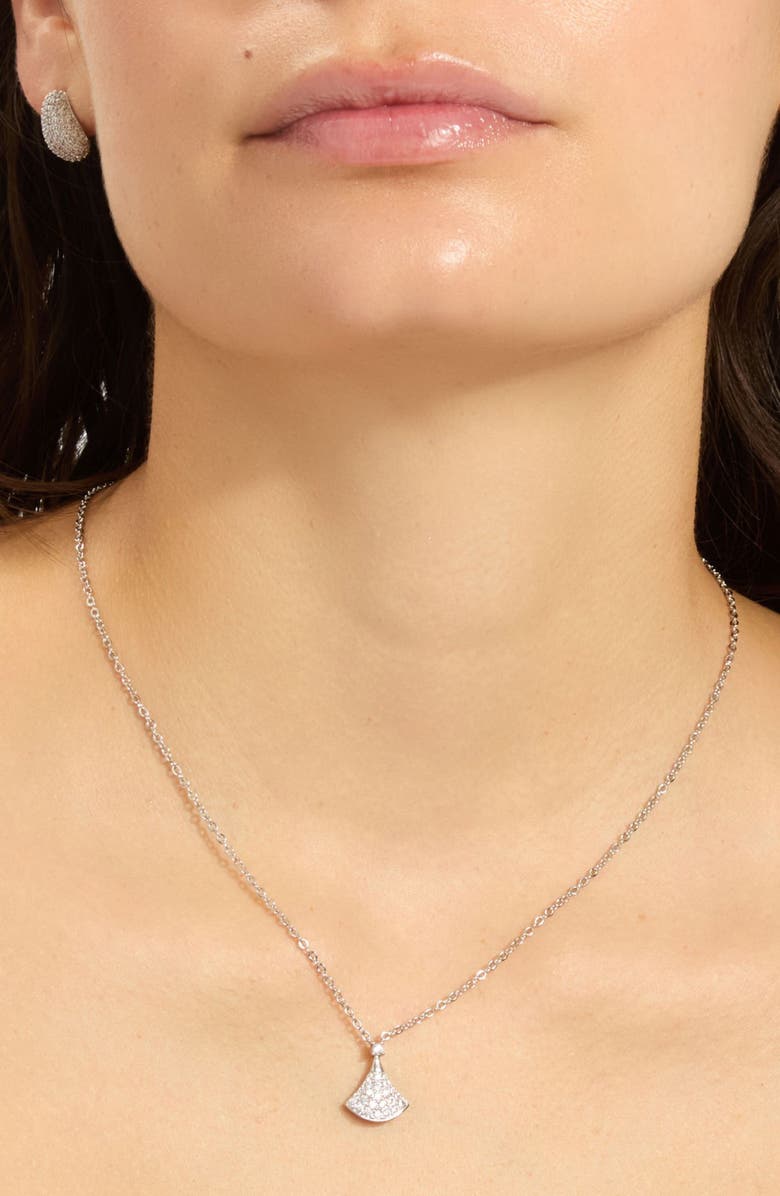 Adornia Pavé Fan Pendant Necklace, Alternate, color, Silver