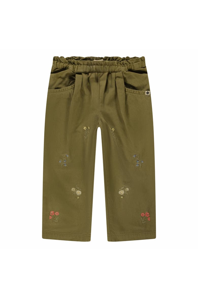 Embroidered Ruched Waist Pant, Main, color, Army