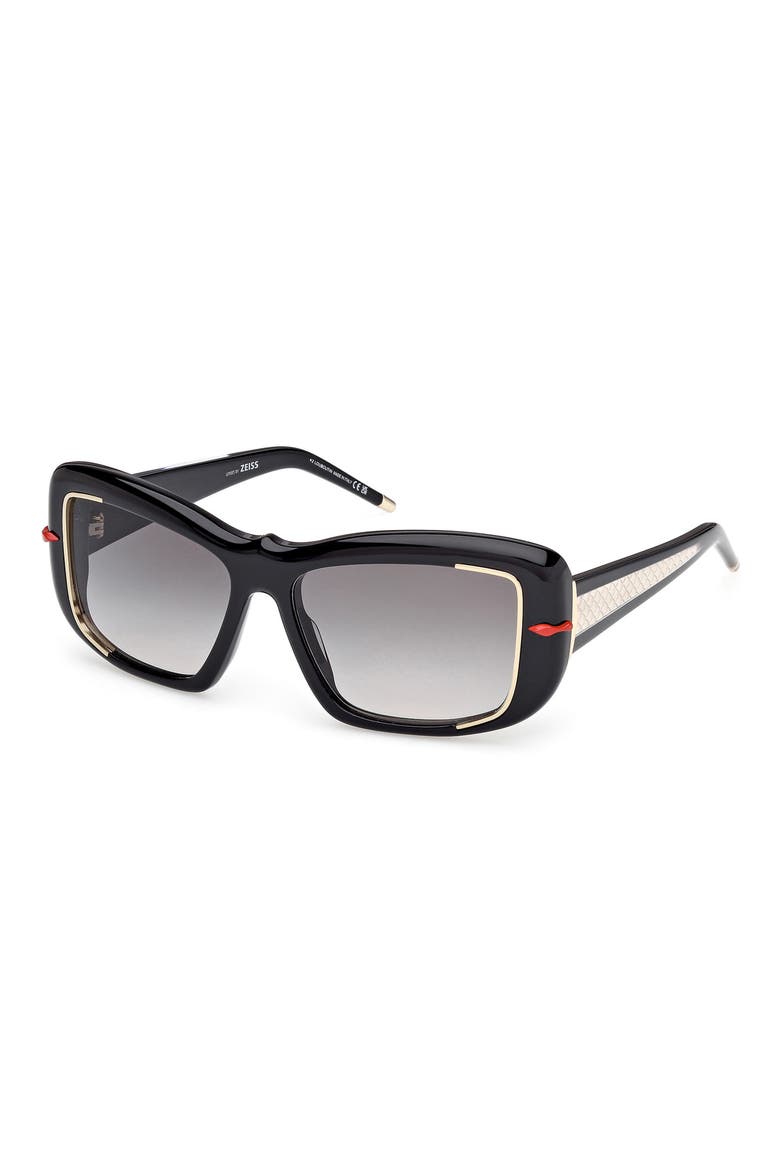 56mm Square Sunglasses, Alternate, color, BLACK GOLD / ZEISS SMOKE LENS