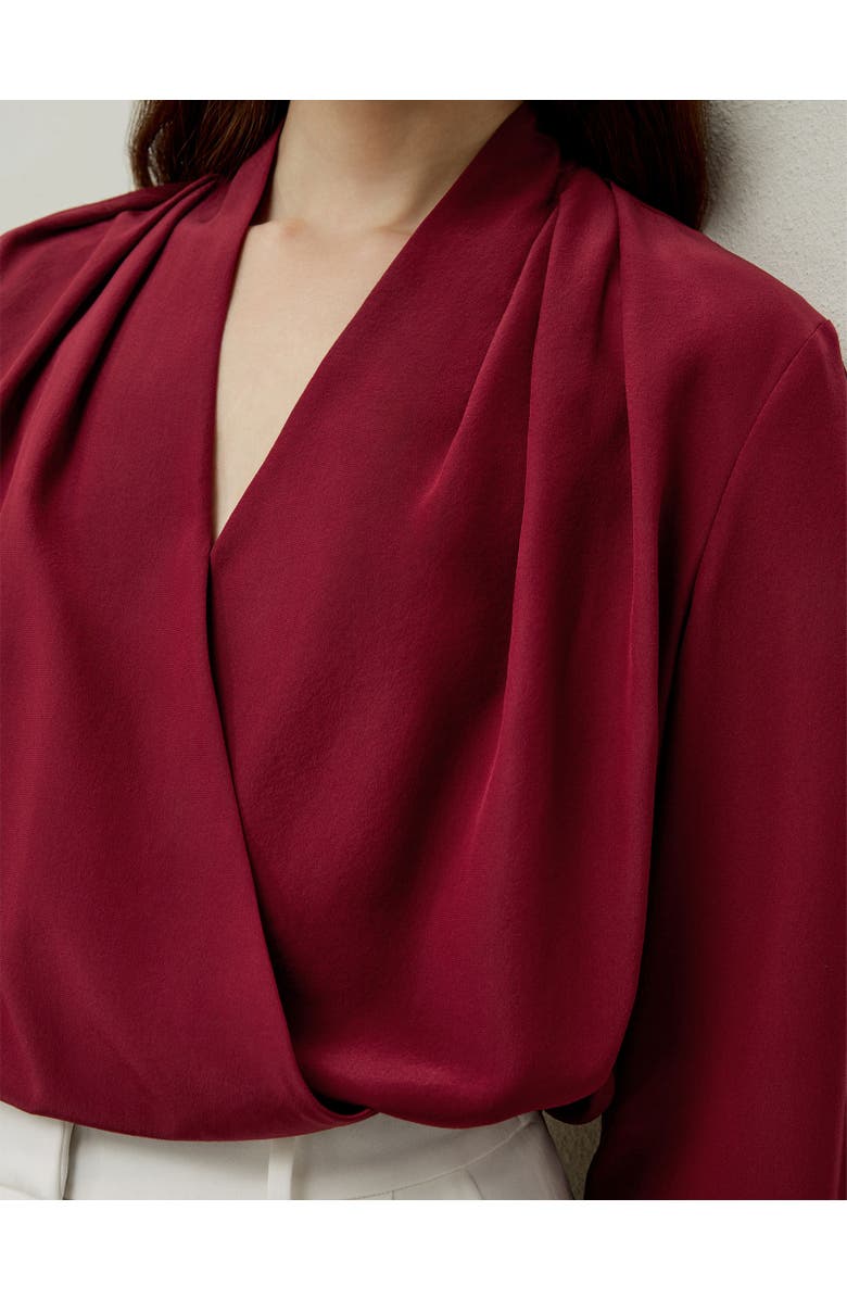 Lilysilk Silk Crêpe de Chine Long Sleeve Blouse, Alternate, color, Cherry Red