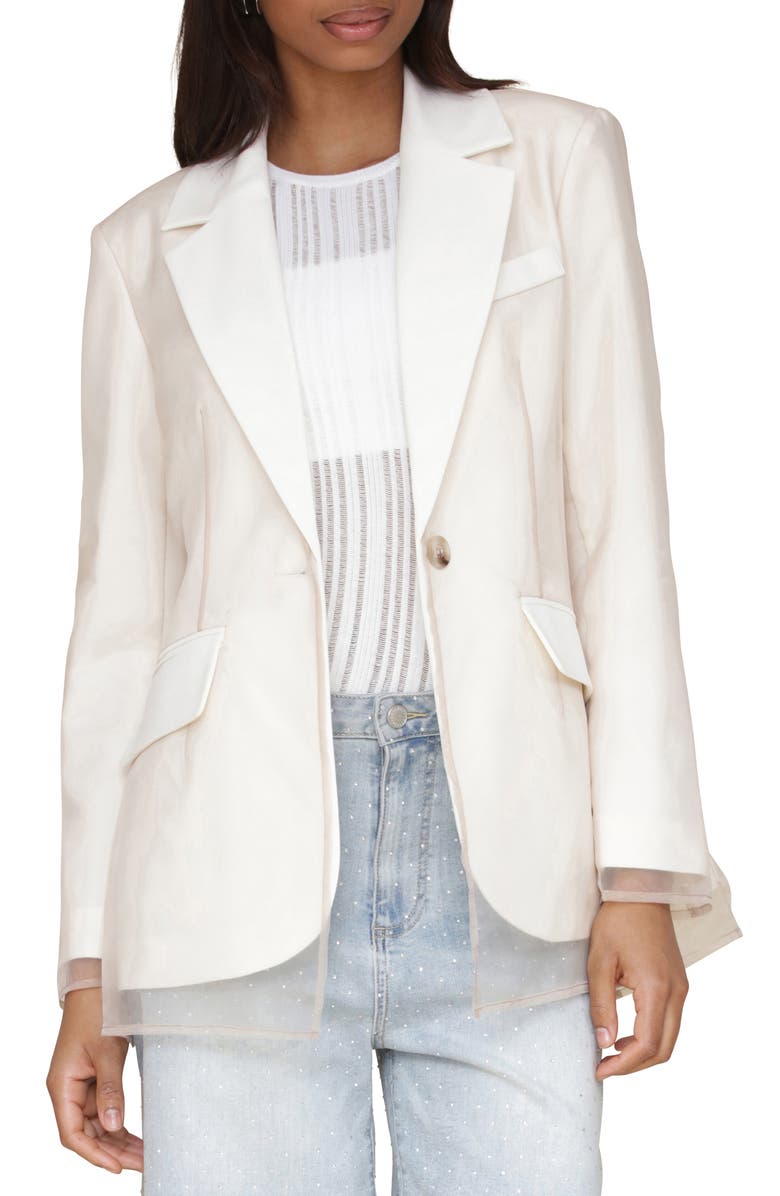 Avec Les Filles Sheer Overlay Blazer, Alternate, color, Off White Taupe