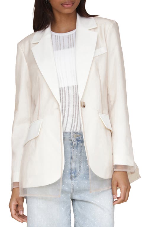 Avec Les Filles Sheer Overlay Blazer In Off White Taupe