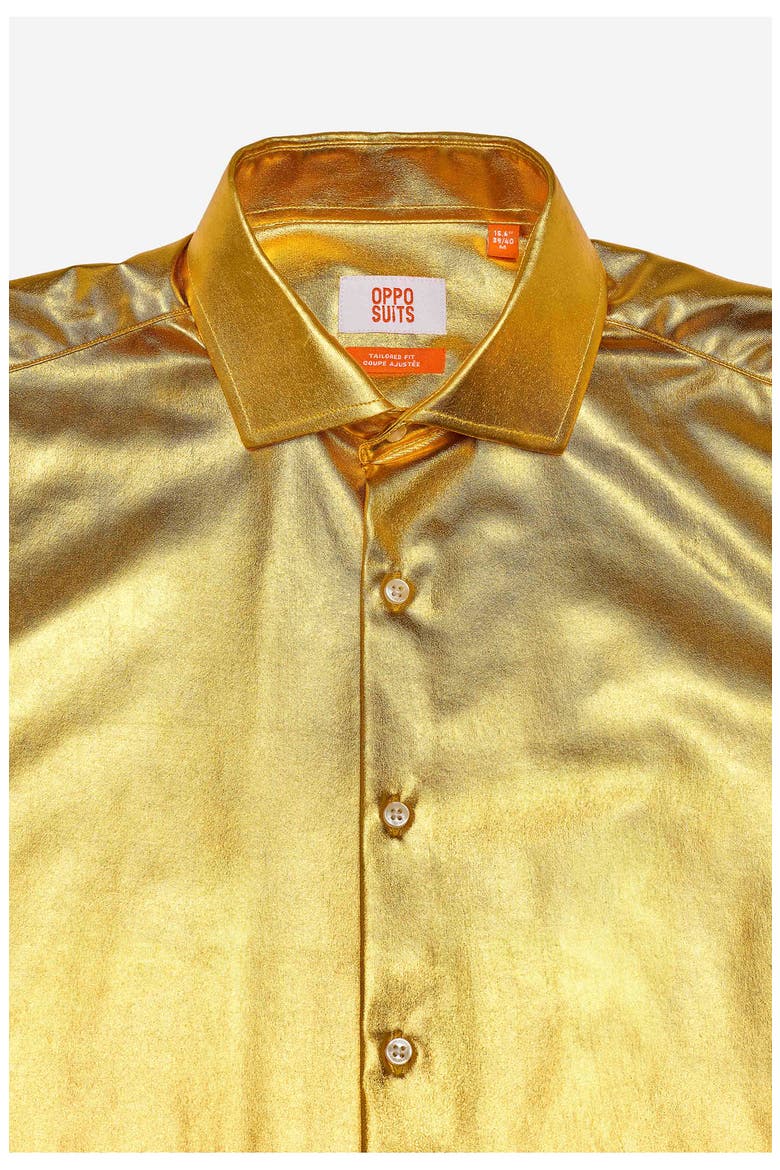Groovy Gold Modern Tailored Fit Button-Up Shirt, Alternate, color, GOLD