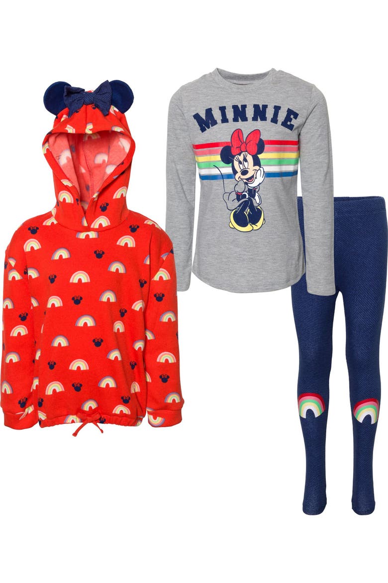 Minnie Mouse Fleece Hoodie and Leggings Set, Main, color, Minnie Red Grey Navy