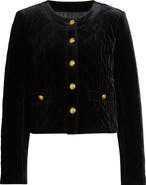 Tahari ASL Quilted Crop Velvet Jacket