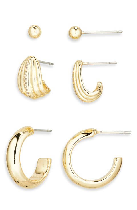 Set of 3 Assorted Cubic Zirconia Earrings