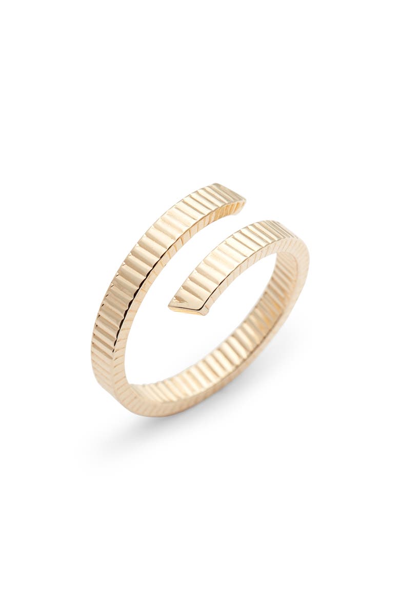Grooved 14K Gold Bypass Ring (Nordstrom Exclusive), Main, color, YELLOW GOLD
