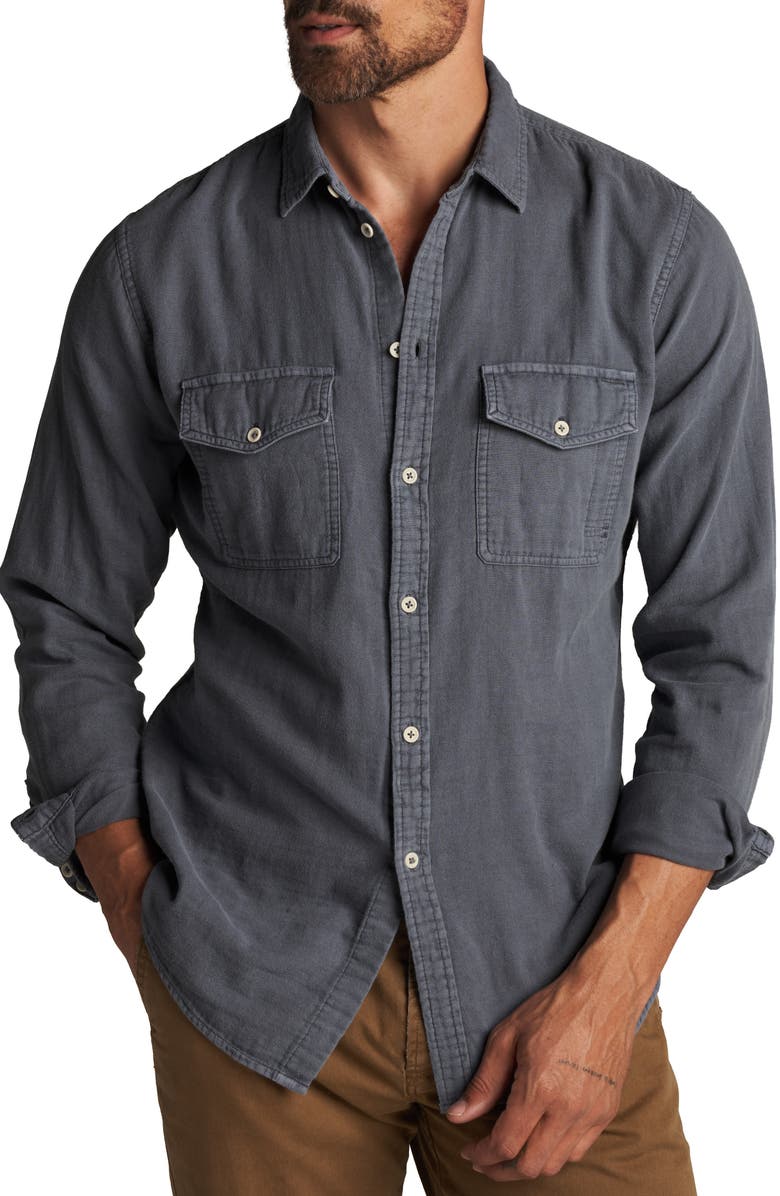 Rowan Leeds Double Weave Button-Up Shirt, Main, color, Blue Dusk